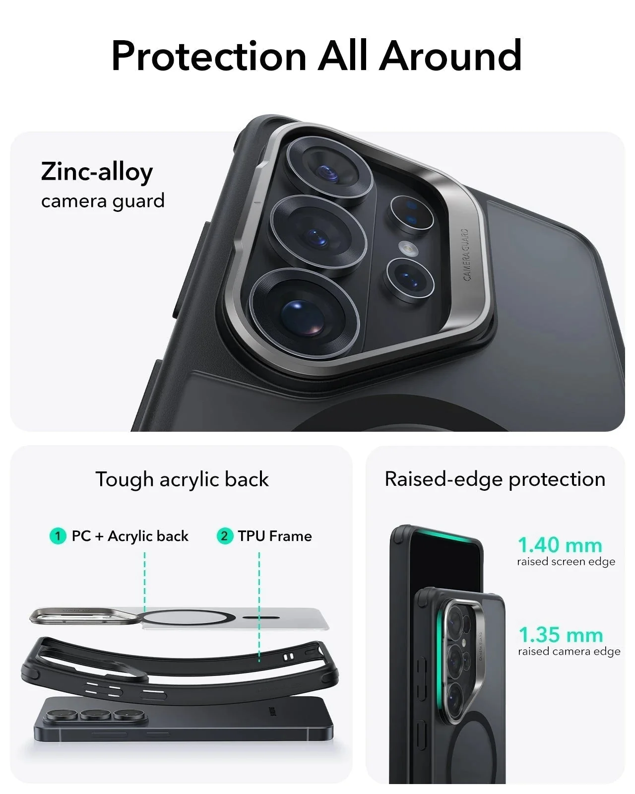 Galaxy S26 Ultra Bundle Classic Hybrid Magnetic Case (Stash Stand) and Armorite® Pro Privacy Screen Protector - Frosted Black - Image 3