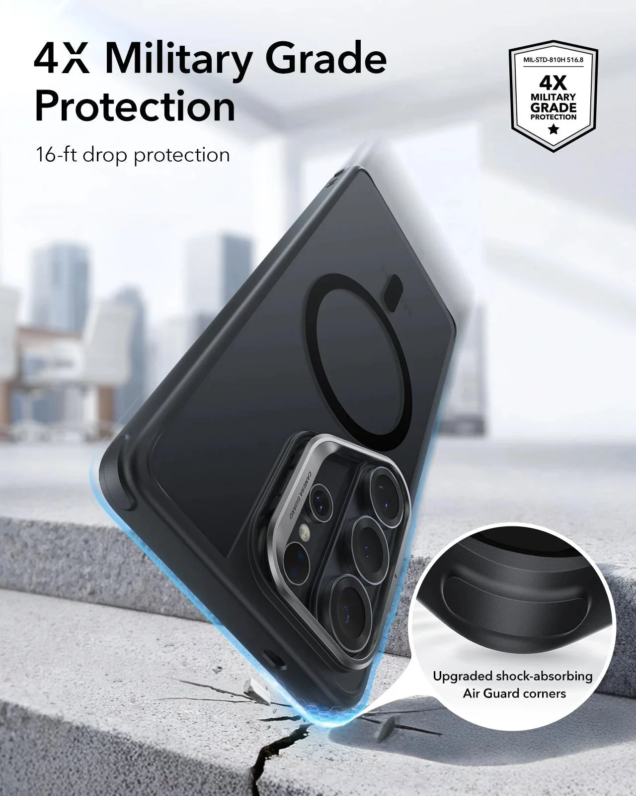 Galaxy S26 Ultra Bundle Classic Hybrid Magnetic Case (Stash Stand) and Armorite® Pro Privacy Screen Protector - Frosted Black - Image 4