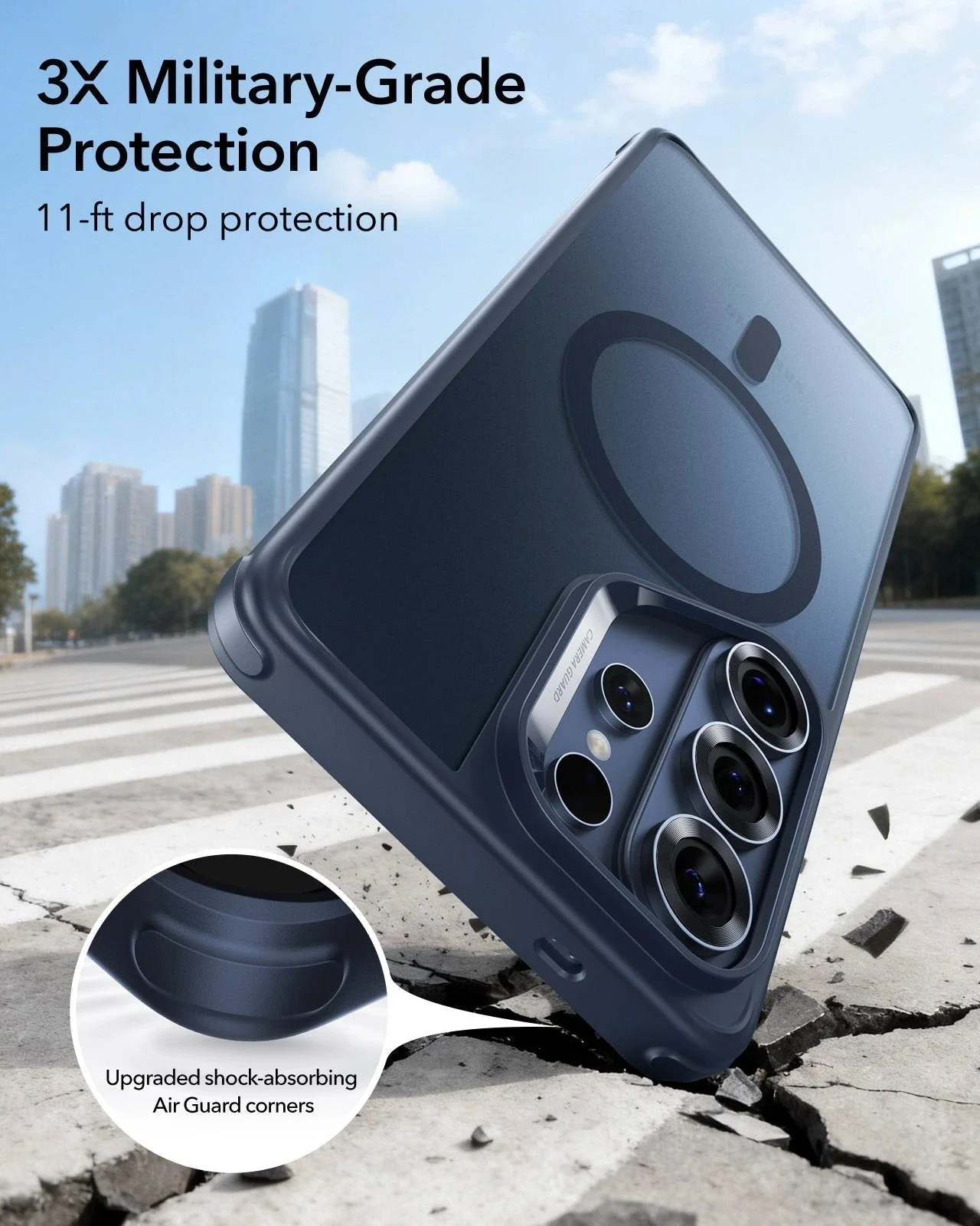 Galaxy S26 Ultra Bundle Classic Hybrid Magnetic Case and Armorite® Pro Screen Protector - Frosted Blue - Image 3