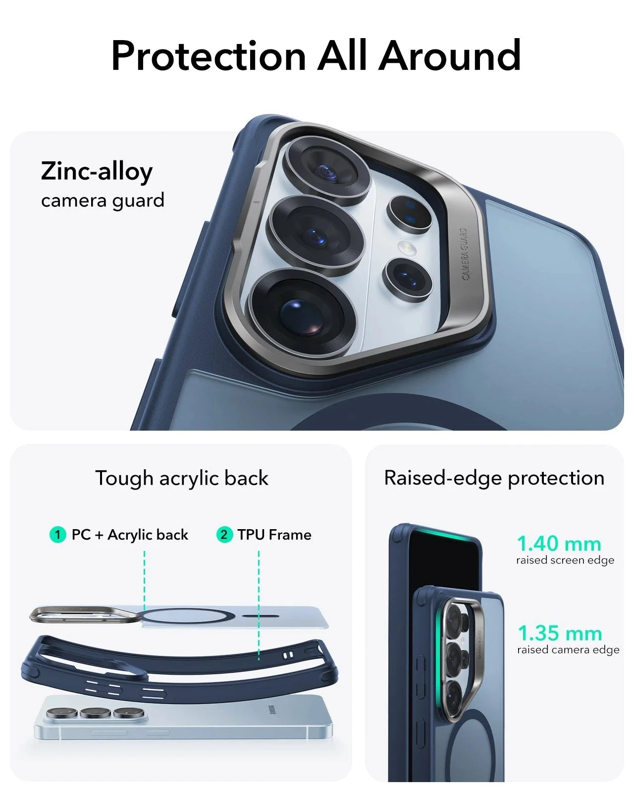 Galaxy S26 Ultra Bundle Classic Hybrid Magnetic Case (Stash Stand) and Armorite® Pro Screen Protector - Frosted Blue - Image 3