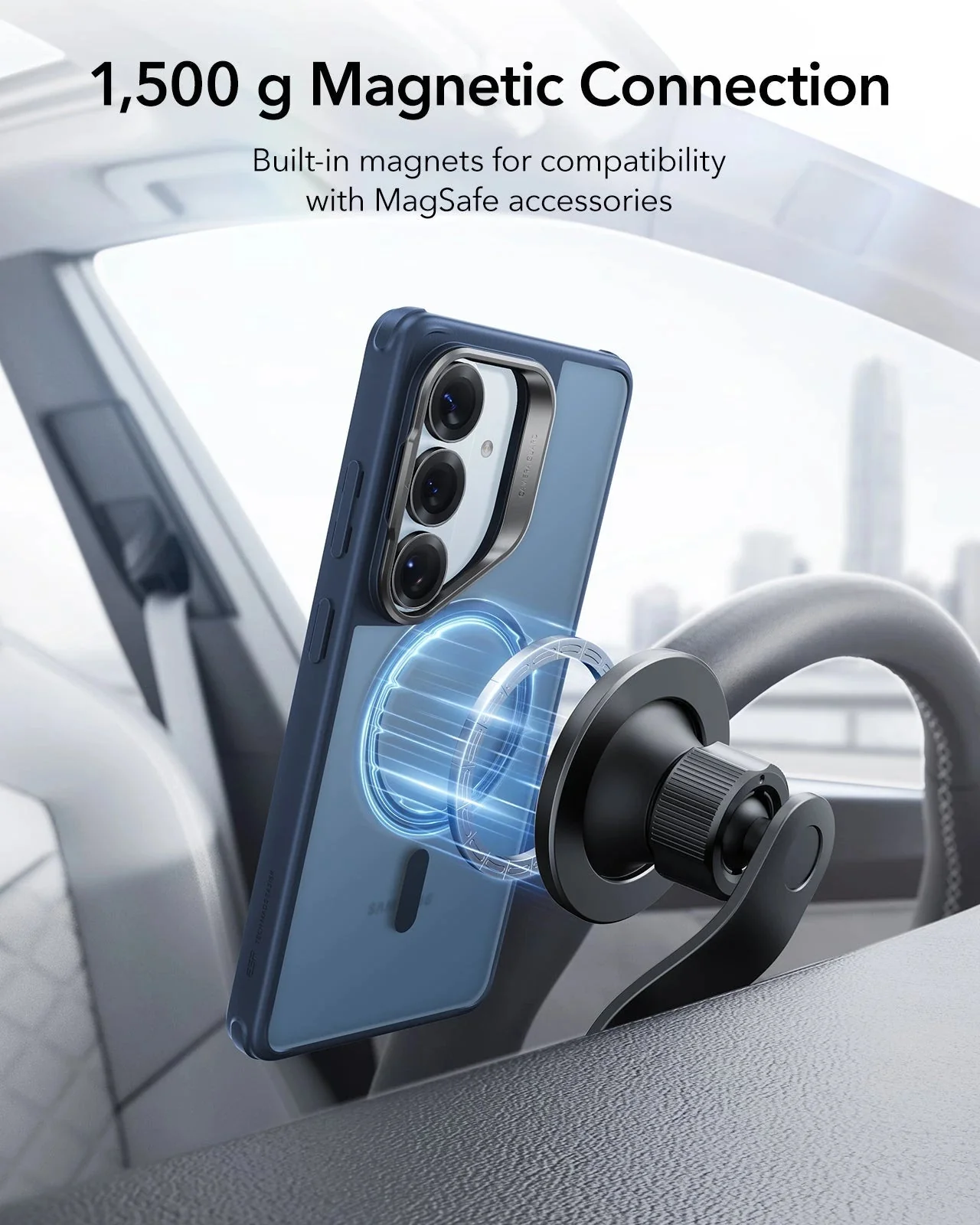 Galaxy S26 Classic Hybrid Magnetic Case (Stash Stand) - Frosted Blue - Image 7
