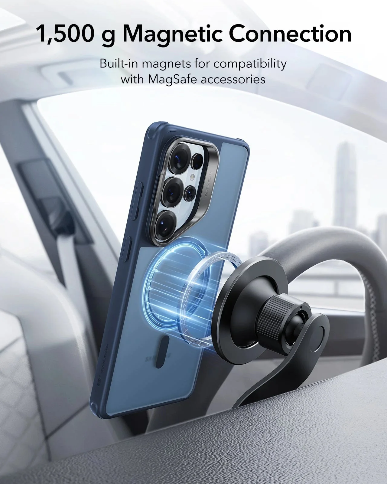 Galaxy S26 Ultra Classic Hybrid Magnetic Case (Stash Stand) - Frosted Blue - Image 6