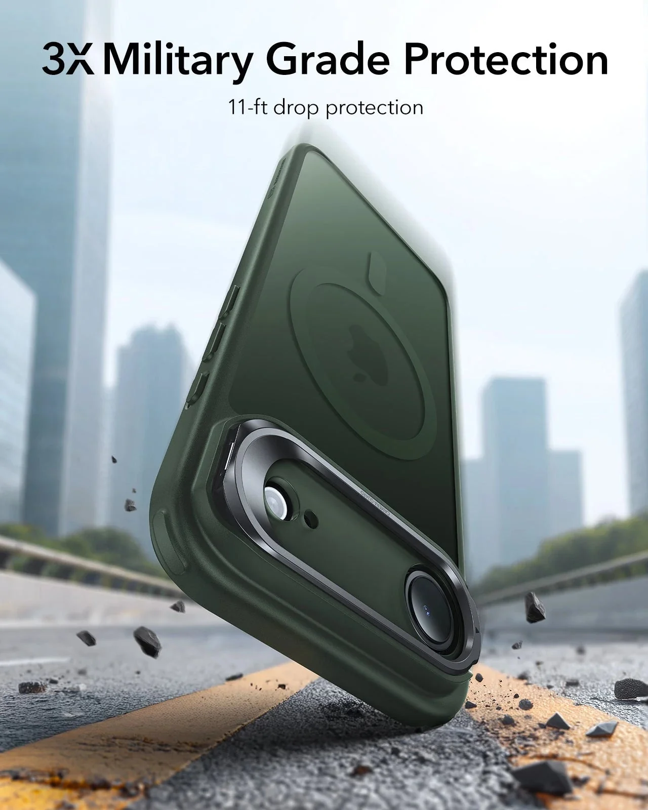 iPhone Air Classic Hybrid Magnetic Case (Camera Control, Stash Stand) - Frosted Green - Image 3