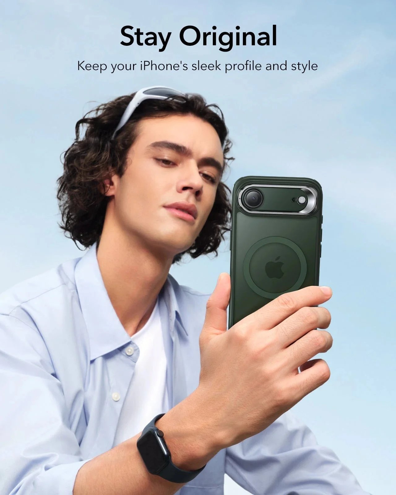 iPhone Air Classic Hybrid Magnetic Case (Camera Control, Stash Stand) - Frosted Green - Image 8