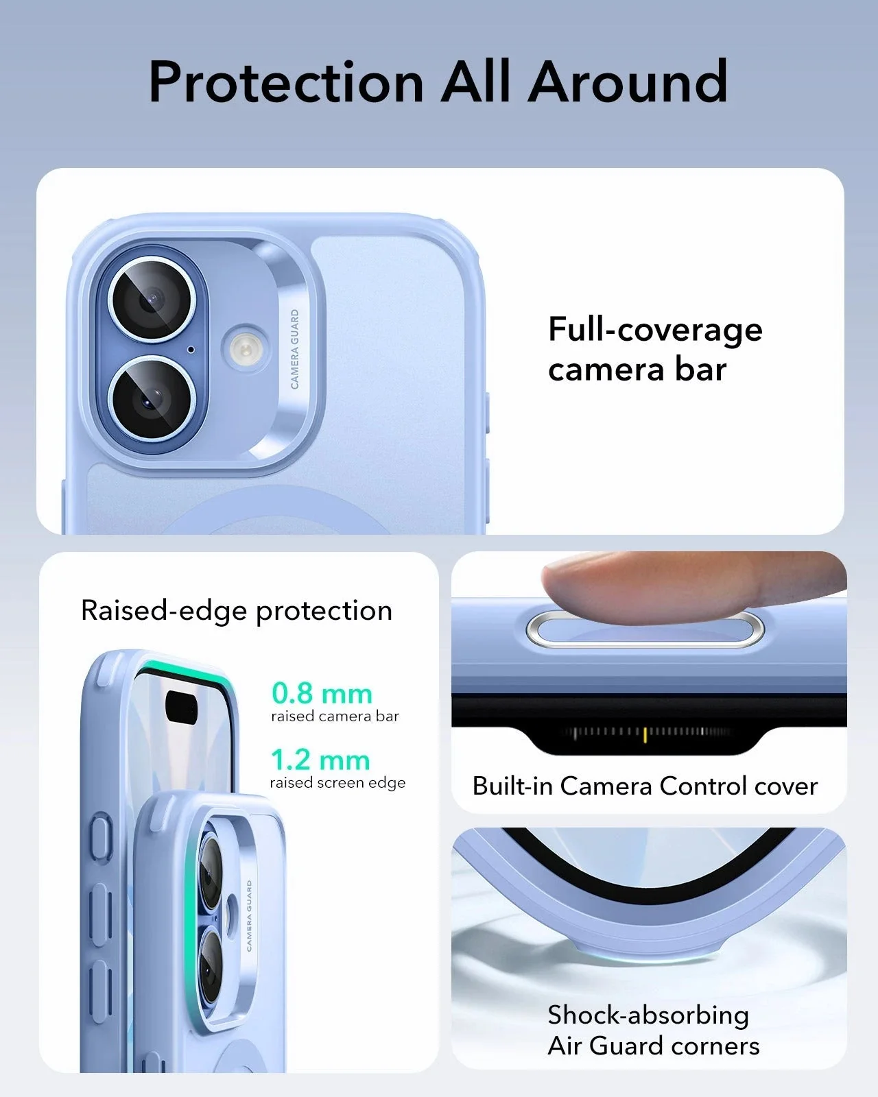 iPhone 17 Bundle Classic Hybrid Magnetic Case (Camera Control) and Armorite Screen Protector - Frosted Light Blue - Image 3