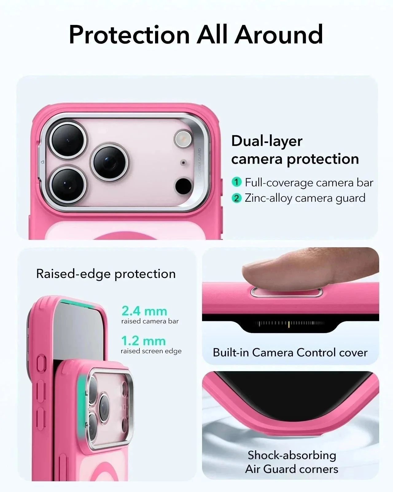 iPhone 17 Pro Max Classic Hybrid Magnetic Case (Camera Control, Stash Stand) - Frosted Pink - Image 4
