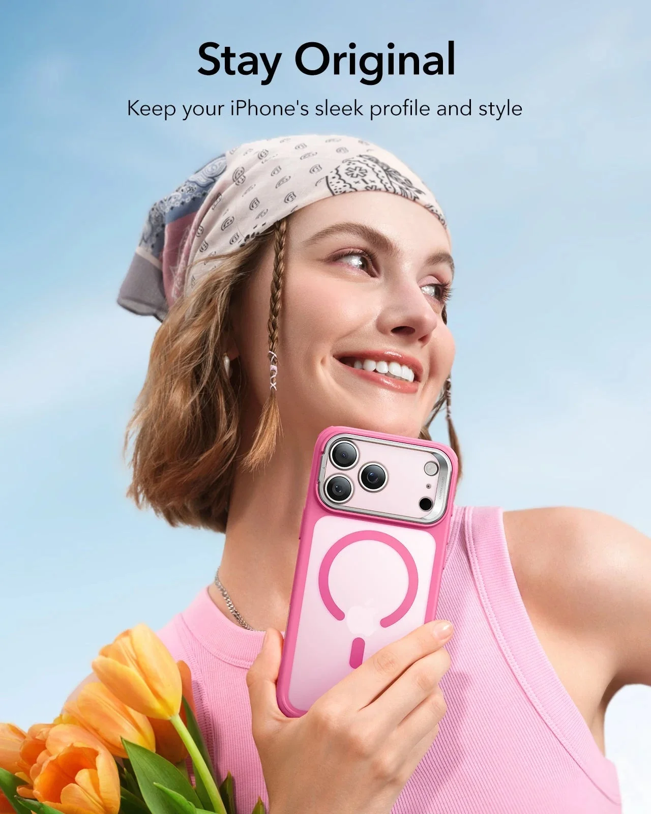 iPhone 17 Pro Max Classic Hybrid Magnetic Case (Camera Control, Stash Stand) - Frosted Pink - Image 8