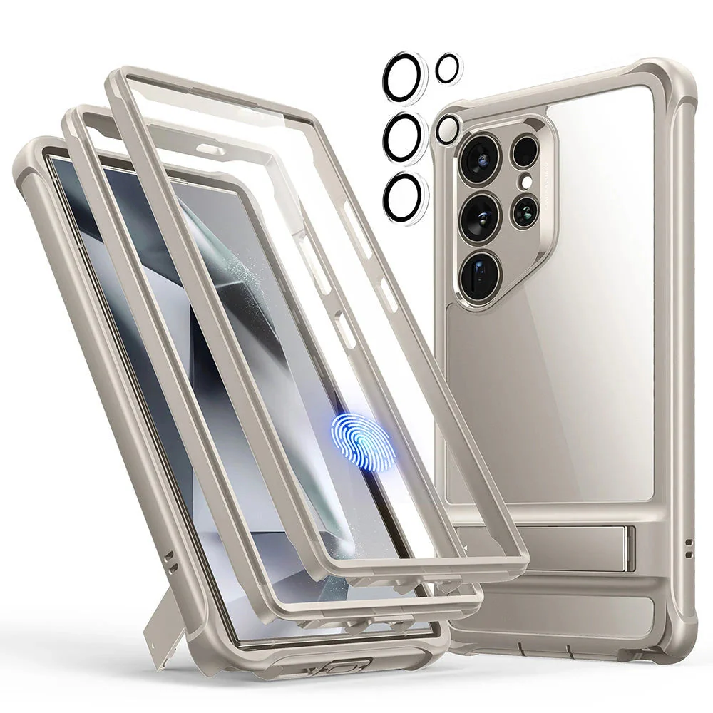 Galaxy S24 Ultra Armor Kickstand Case - Clear Grey