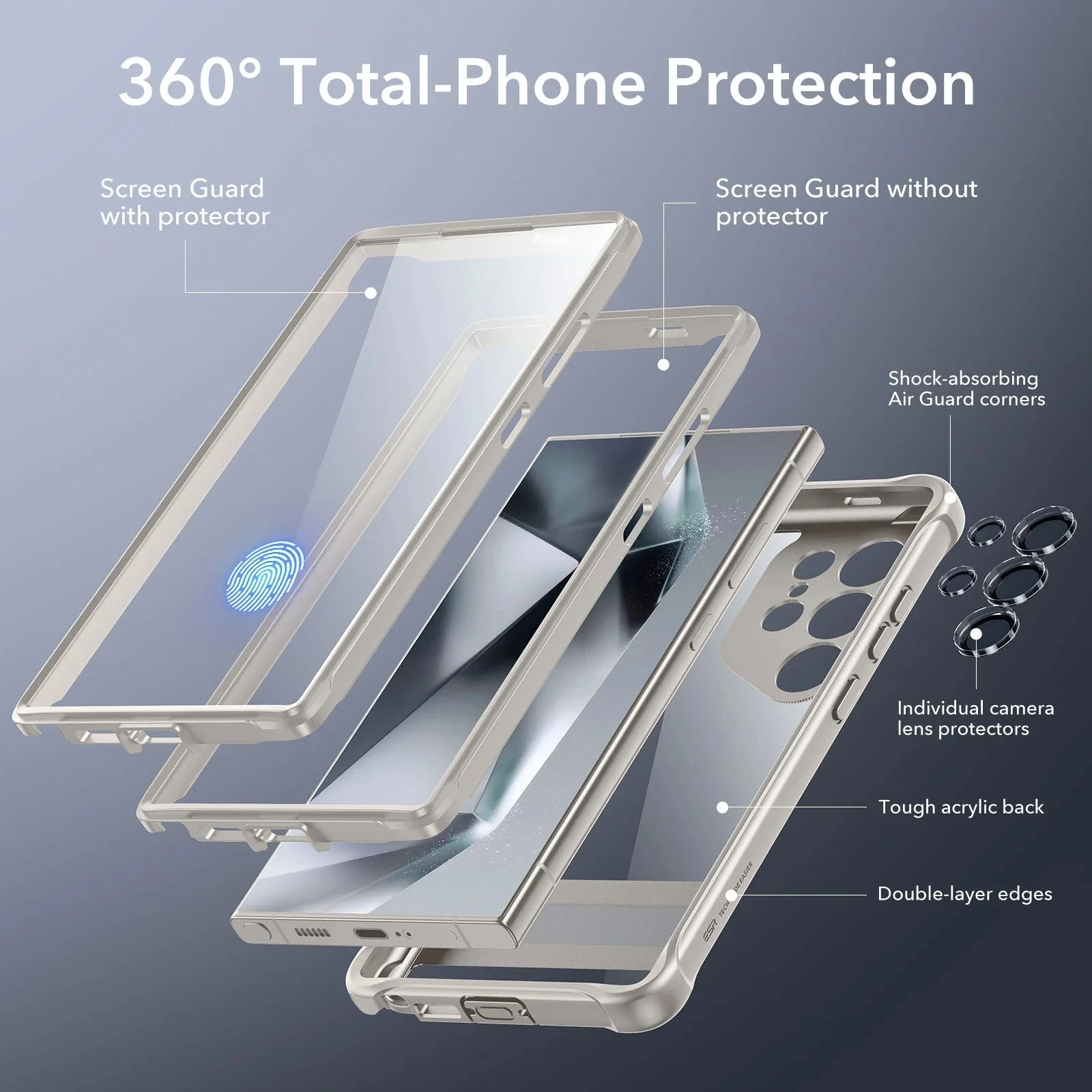 Galaxy S24 Ultra Armor Kickstand Case - Clear Grey - Image 3