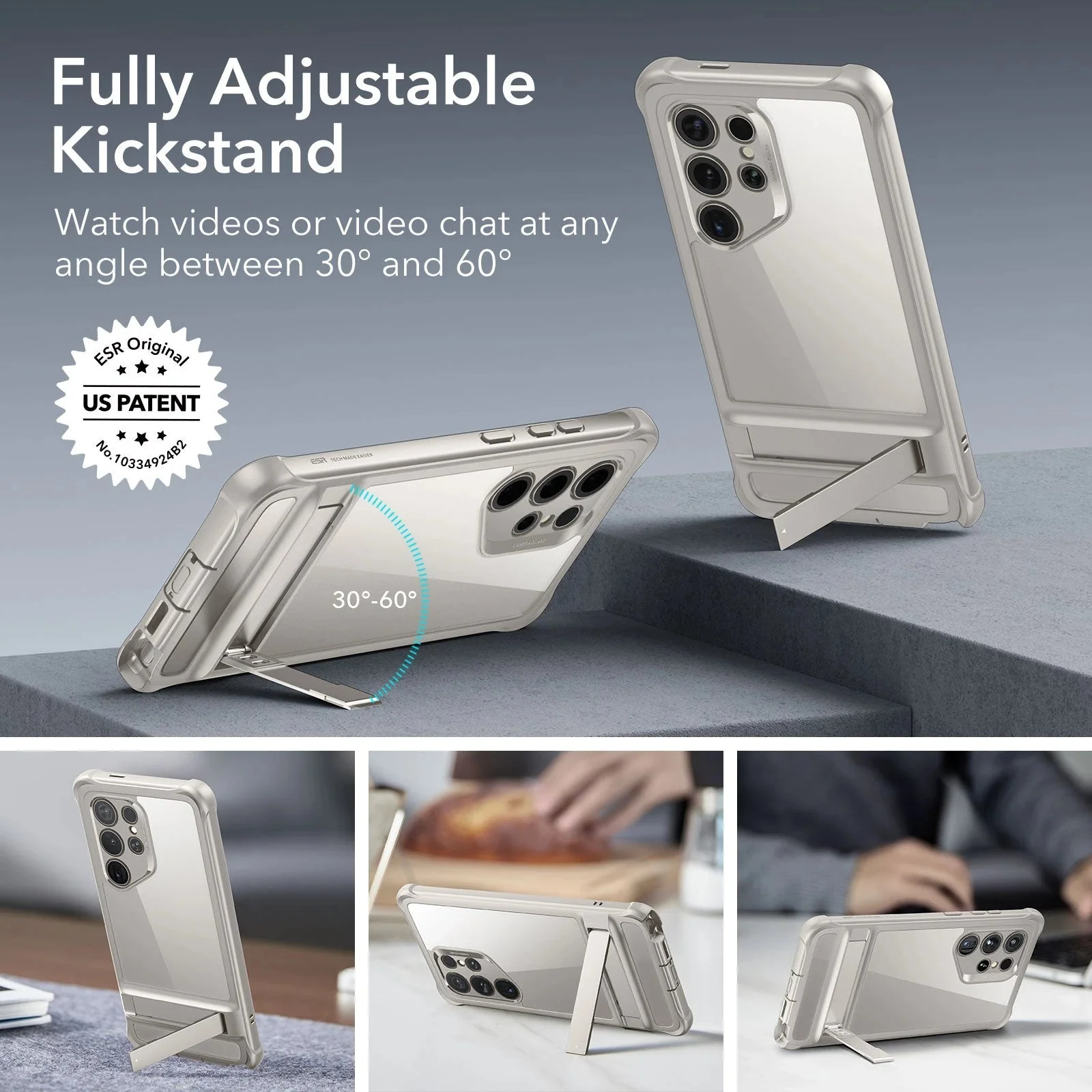 Galaxy S24 Ultra Armor Kickstand Case - Clear Grey - Image 5