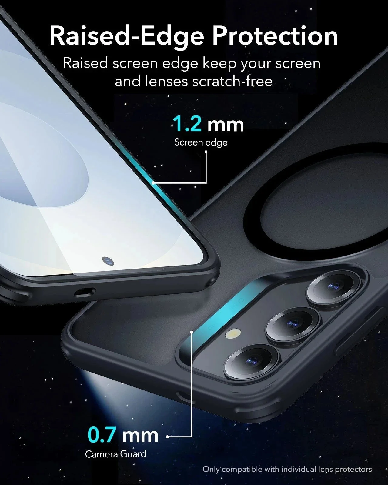 Galaxy S25+ HaloLock Classic Hybrid Case - Frosted Black - Image 7