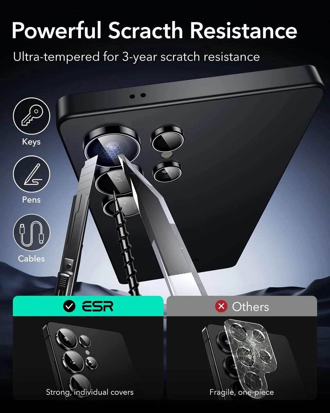 Galaxy S25 Ultra HaloLock Classic Hybrid Case Privacy Protection Bundle - Clear Black - Image 14