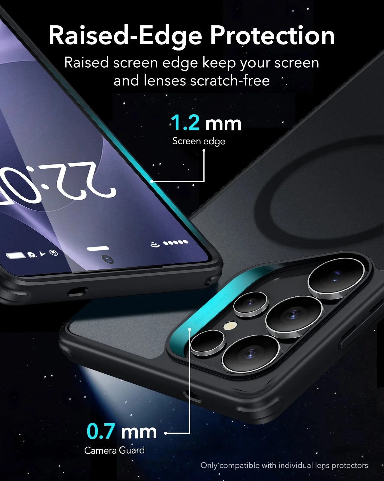 Galaxy S25 Ultra HaloLock Classic Hybrid Case Protection Bundle - Frosted Black - Image 4
