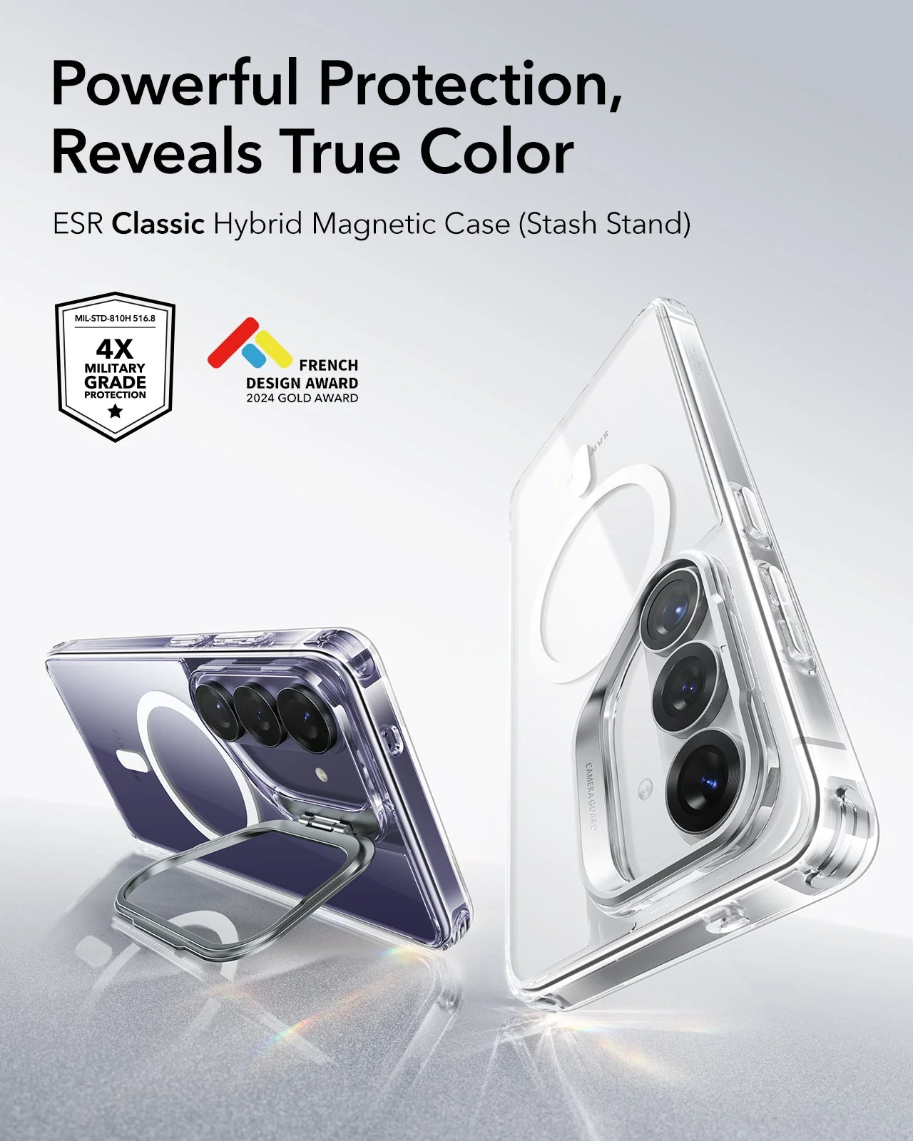 Galaxy S26 Classic Hybrid Magnetic Case (Stash Stand) - Clear - Image 2