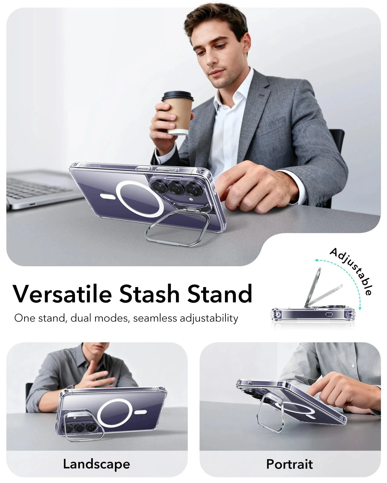 Galaxy S26 Classic Hybrid Magnetic Case (Stash Stand) - Clear - Image 6