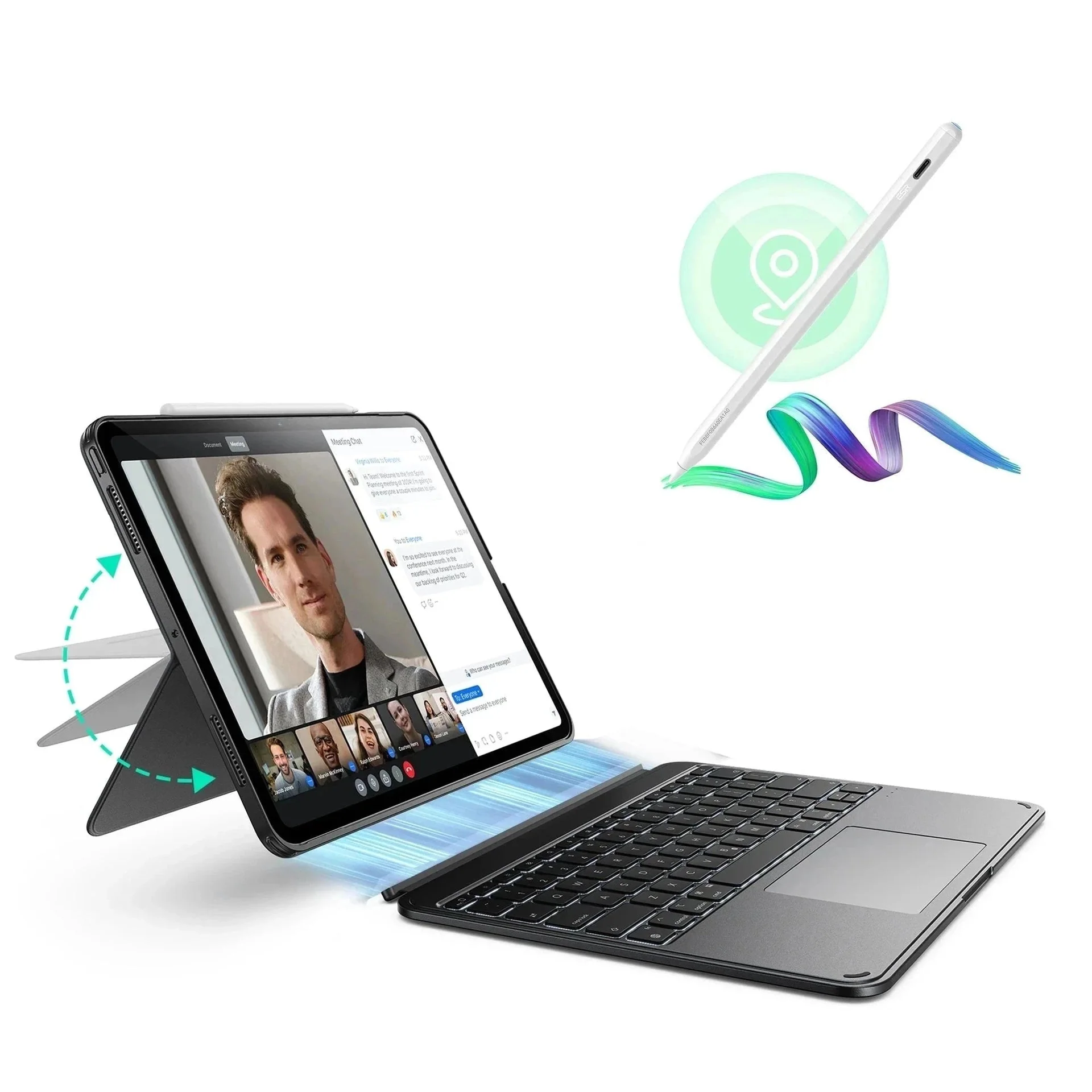 iPad Air 13″ (M3) 2025 Bundle: Shift Tastaturhülle mit Geo Digitalstift  - DE Layout - Dark Gray