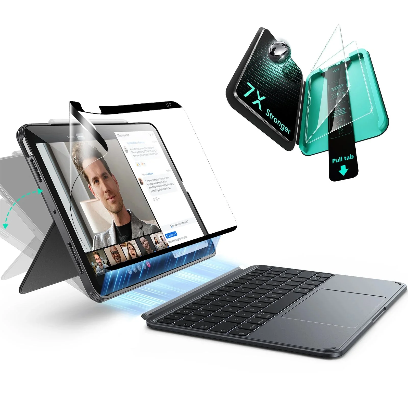 iPad Air 13" (M4, 2026) Shift Tastaturhülle (abnehmbar) & Paper-Feel Schutzbundle - DE Layout - Dark Gray