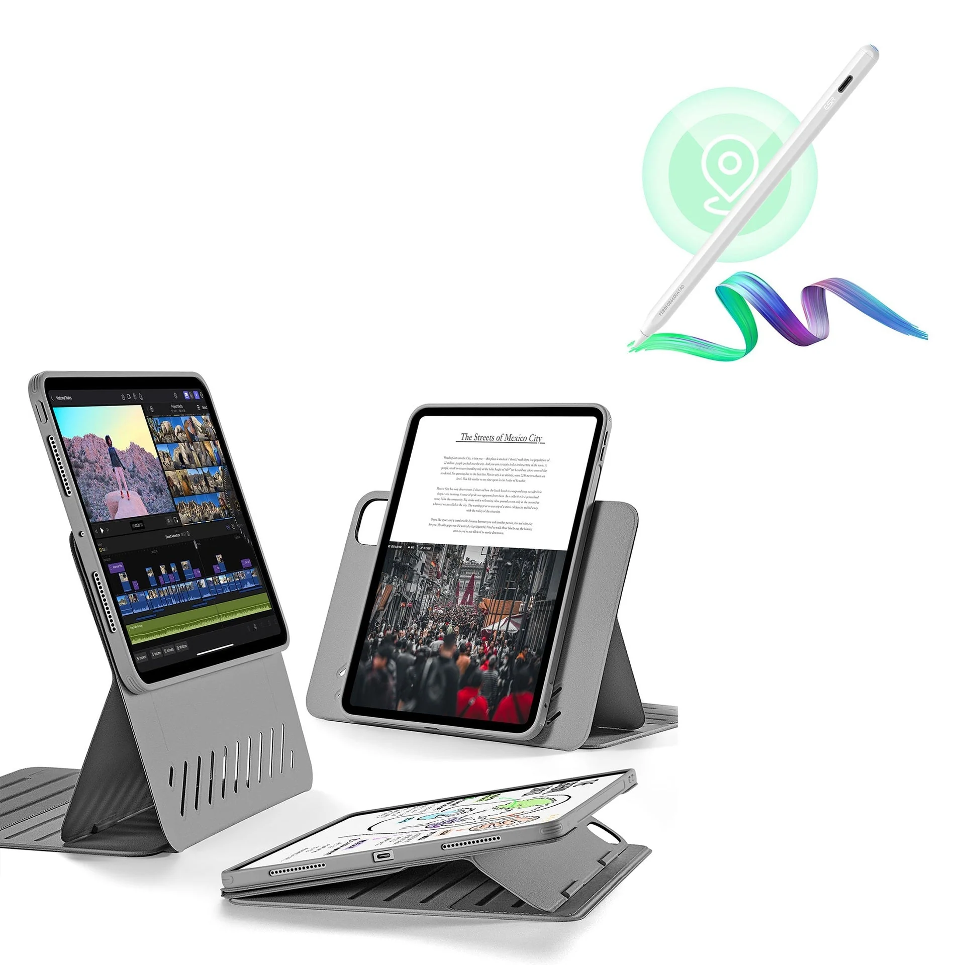 iPad Pro 11″ (2024) Shift Magnetic Case with Pencil Bundle- Gray