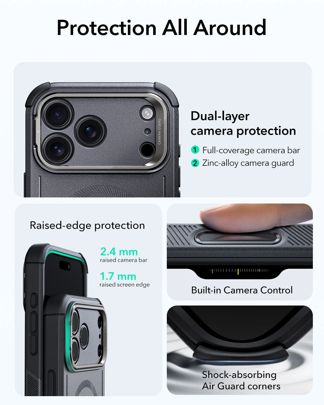 iPhone 17 Pro Max Cyber Tough Magnetic Case (Camera Control, Stash Stand) - Space Gray - Image 3