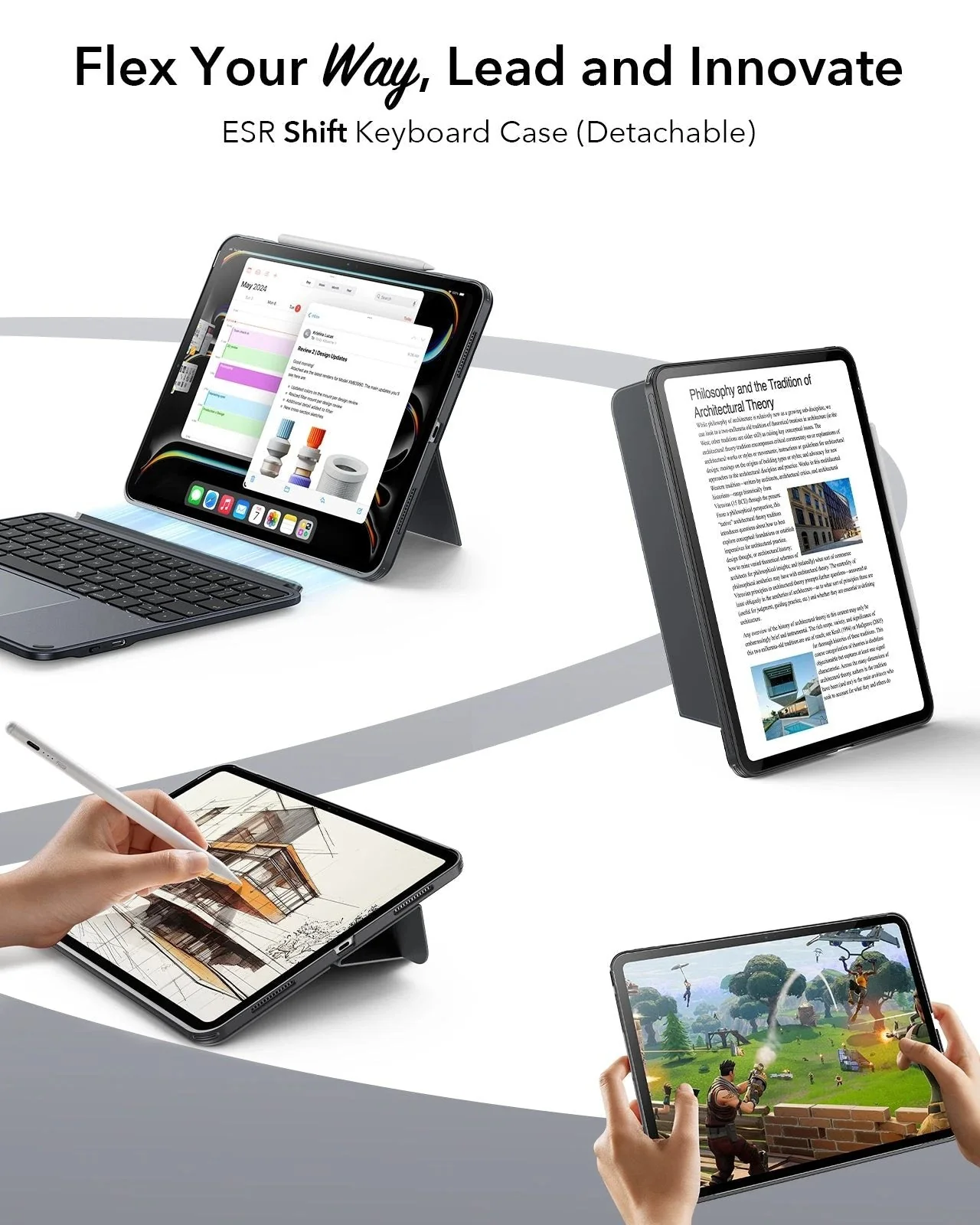iPad 11" (A16) 2025 Bundle Shift Keyboard Case and Armorite Screen Protector -US Layout-Dark Gray - Image 4