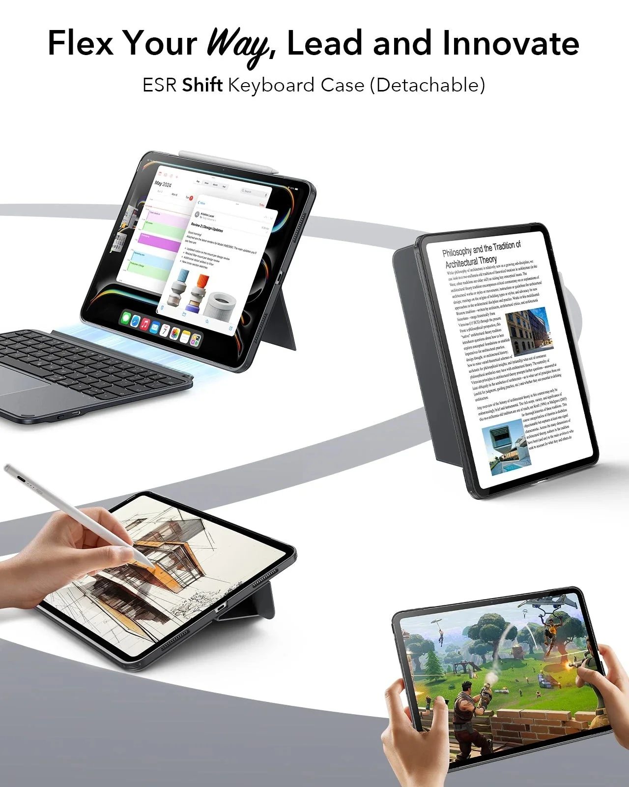 iPad Pro 11" (M5) 2025 Bundle Shift Keyboard Case and Armorite Screen Protector  - US Layout - Dark Gray - Image 3