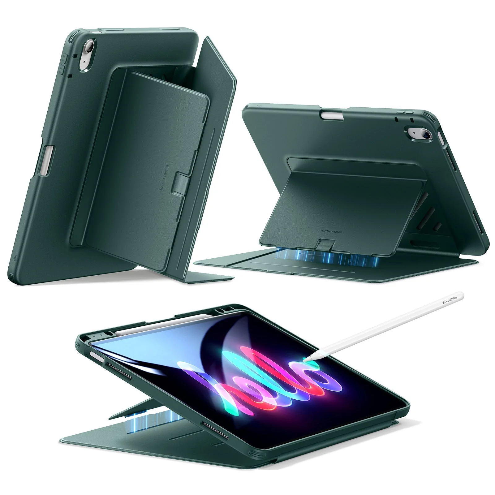 iPad Air 13" (M4) 2026 Flip Magnetic Case with Pencil Holder - Green