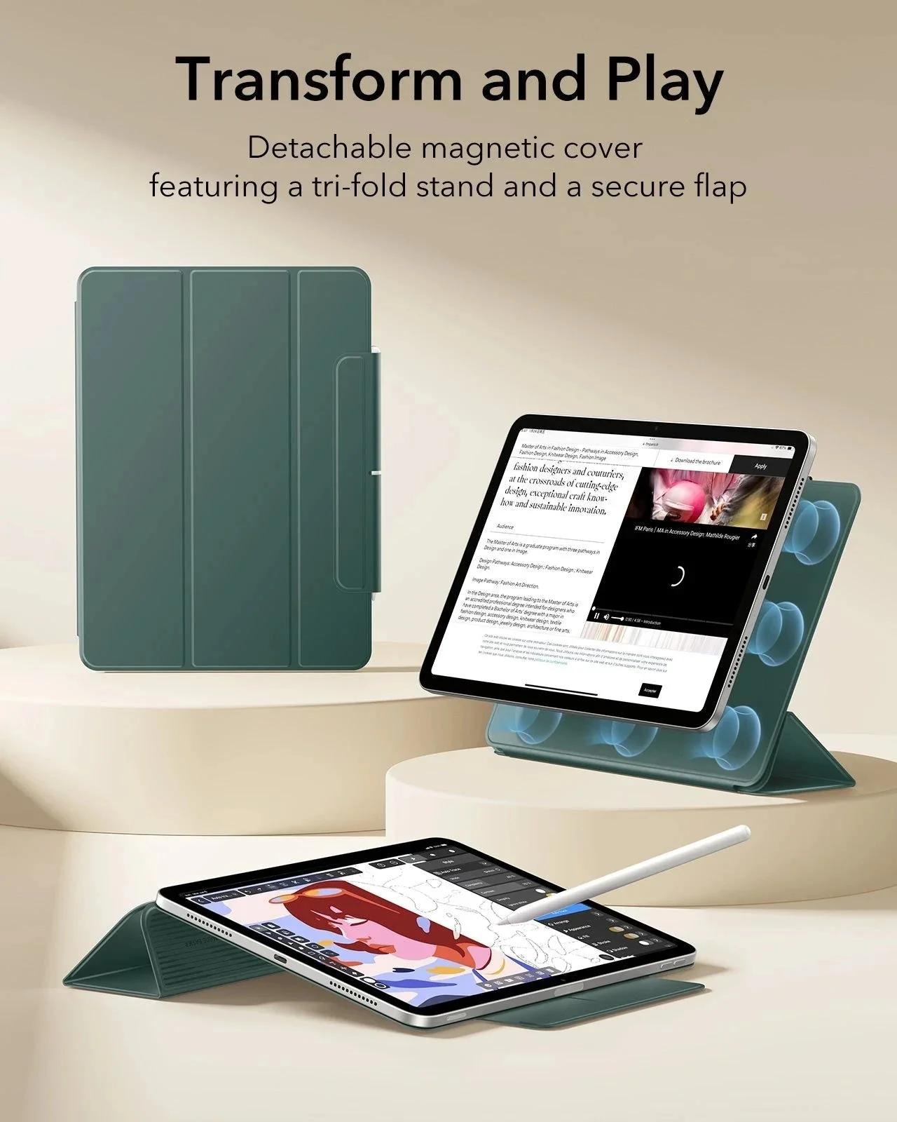 iPad Air 13" (M4) 2026 Rebound Magnetic Case - Green - Image 3