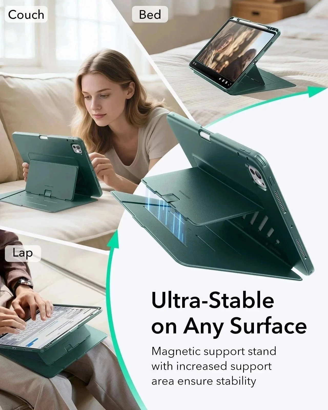 iPad Pro 11" (2024) Flip Magnetic Case with Pencil Holder - Green - Image 3