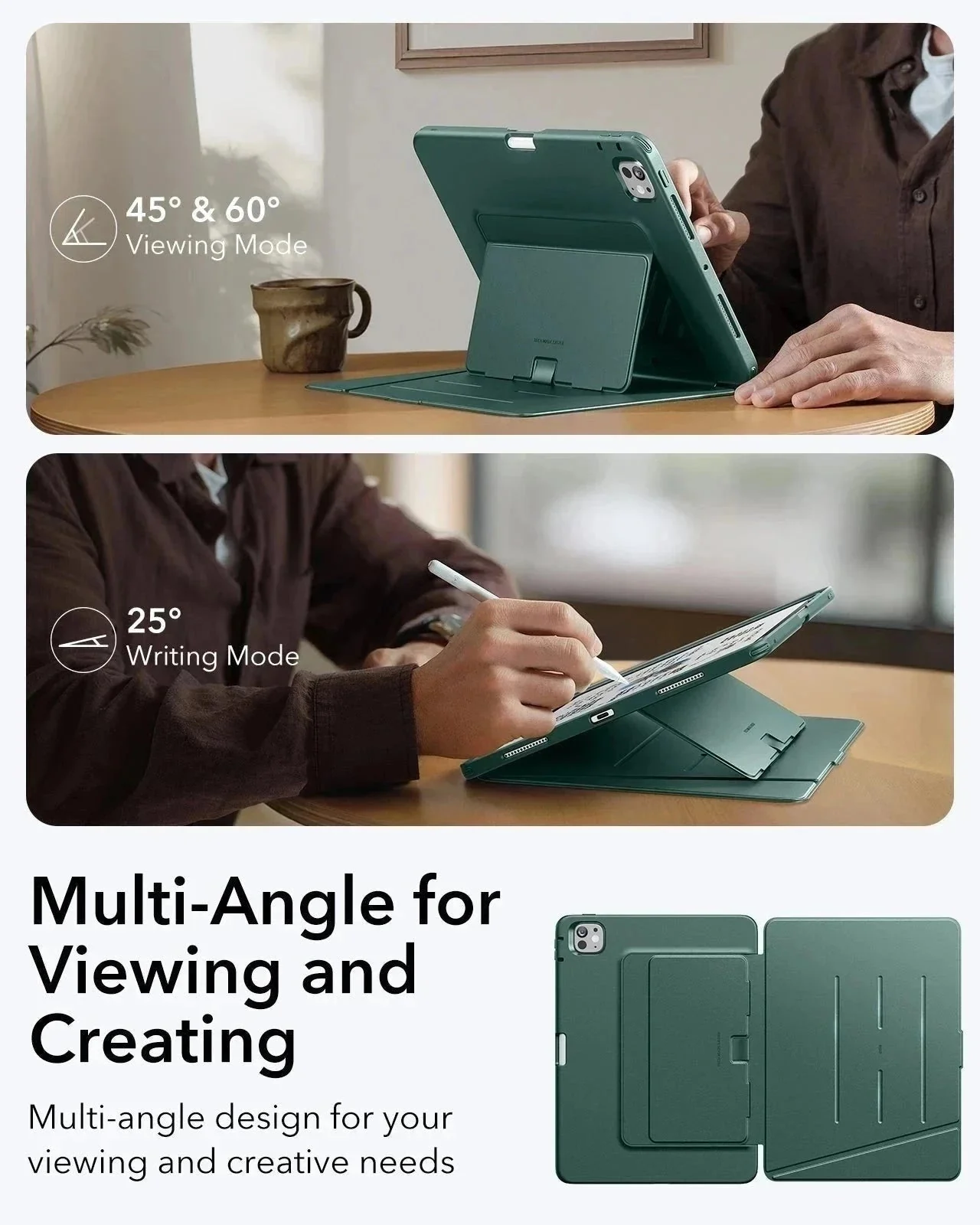 iPad Pro 11" (2024) Flip Magnetic Case with Pencil Holder - Green - Image 8