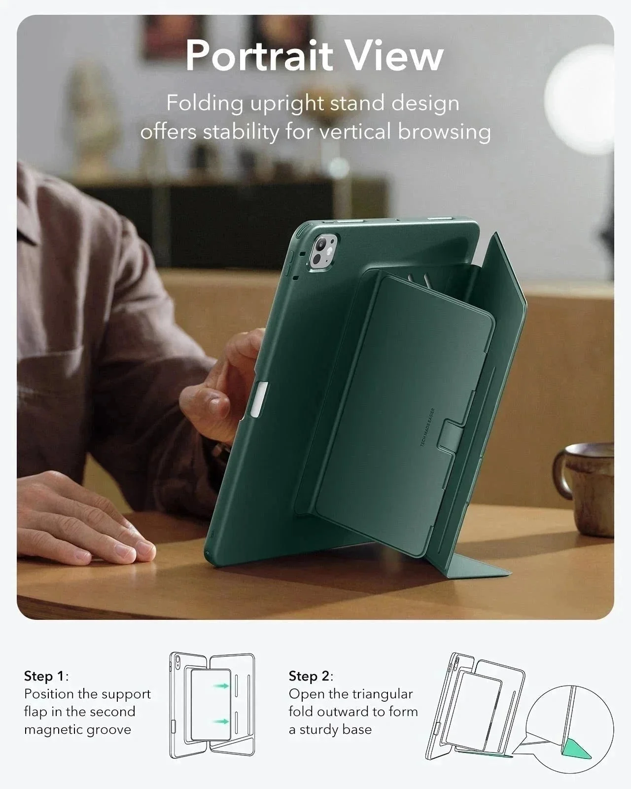 iPad Pro 13" (2024) Flip Magnetic Case with Pencil Holder - Green - Image 4