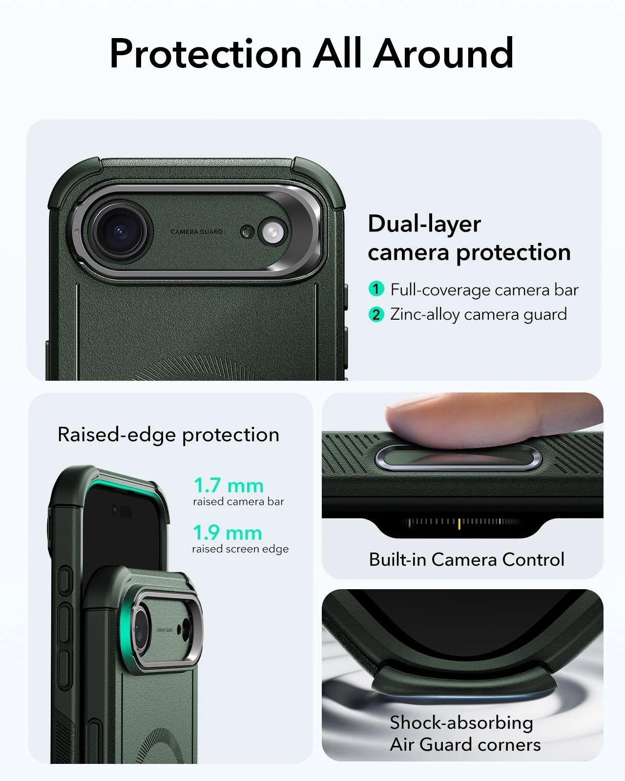 iPhone Air Cyber Tough Magnetic Case (Camera Control, Stash Stand) - Olive Green - Image 3