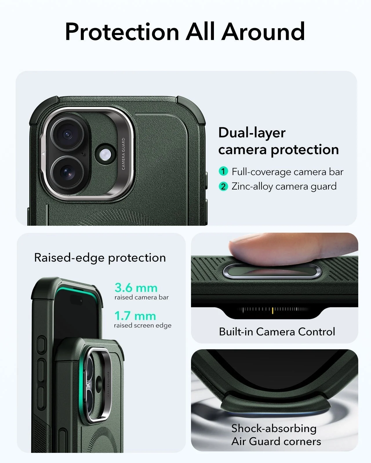 iPhone 17 Cyber Tough Magnetic Case (Camera Control, Stash Stand) - Olive Green - Image 3