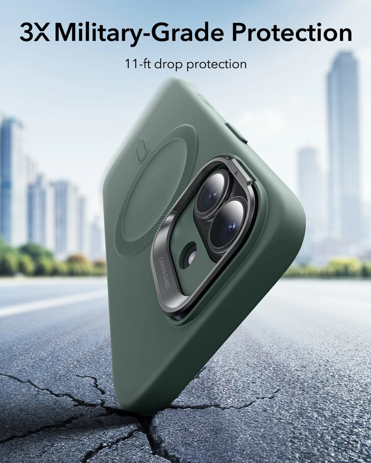 iPhone 17 Cloud Soft Magnetic Case (Camera Control, Stash Stand) - Olive Green - Image 5