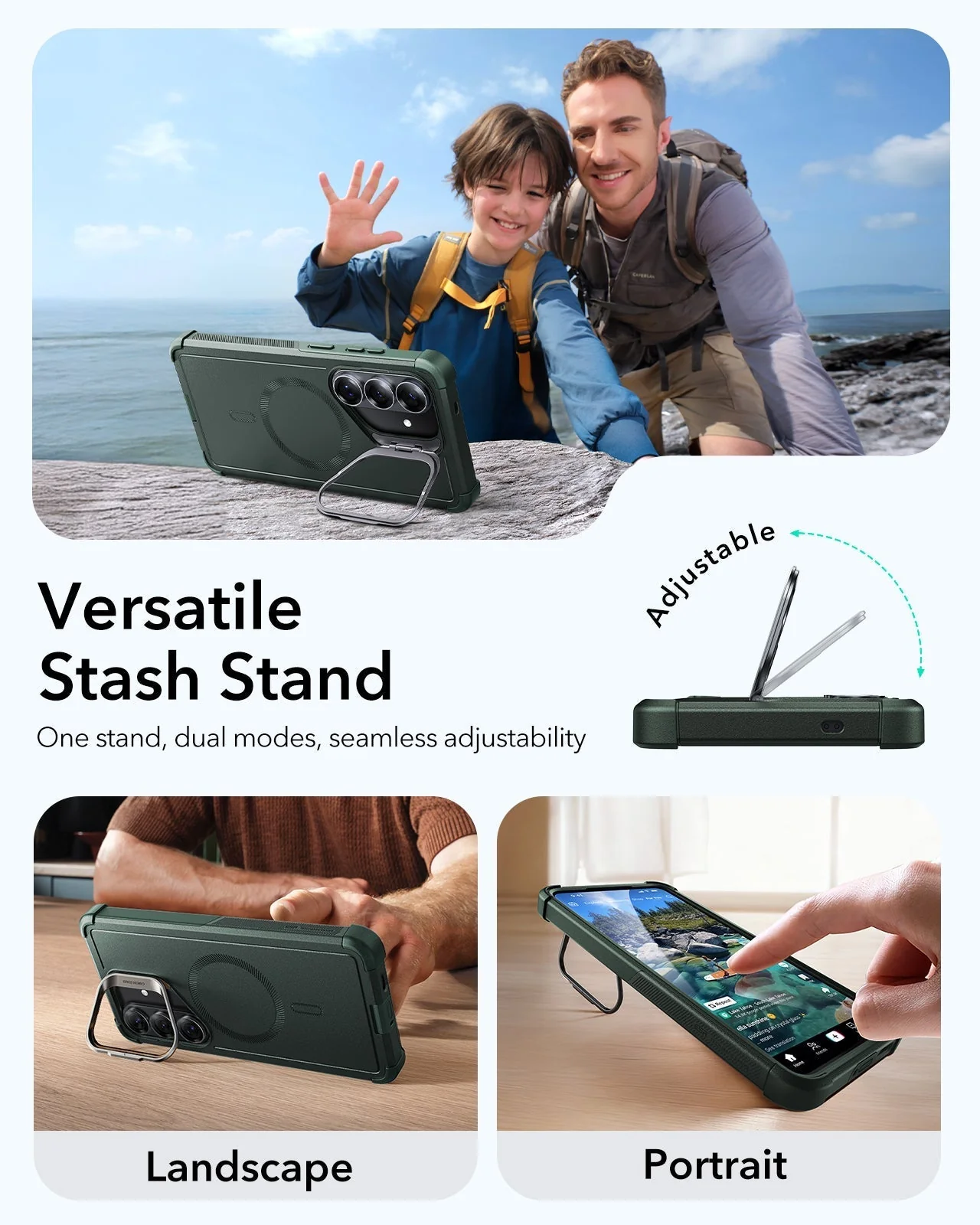 Galaxy S26 Cyber Tough Magnetic Case (Stash Stand) - Olive Green - Image 6