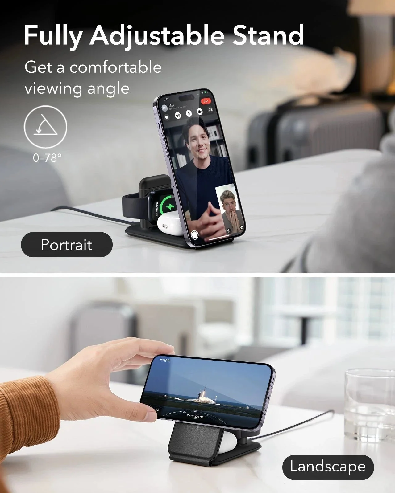 HaloLock™ 3-in-1 Travel Wireless Charging Set - White - AU Plug - Image 8