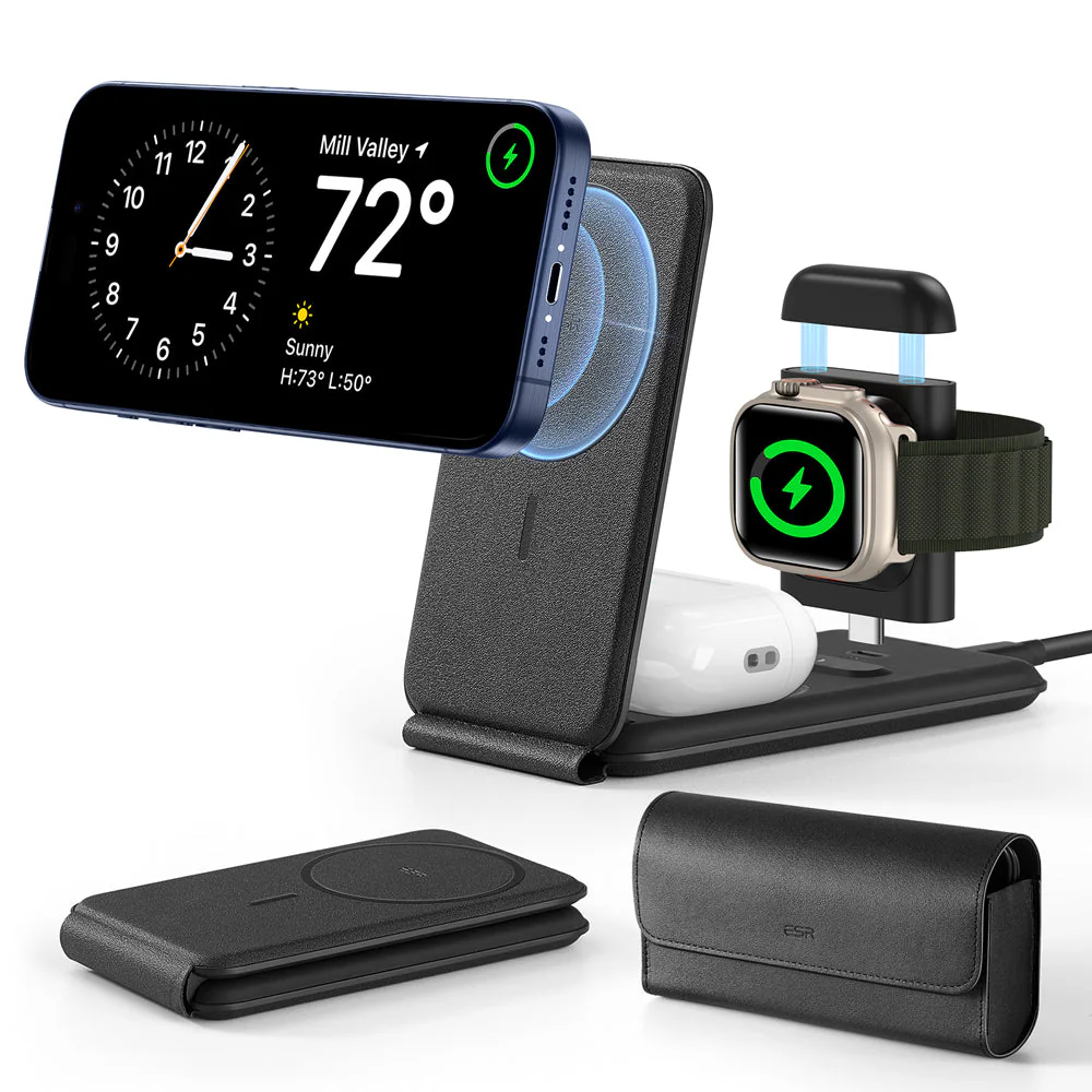 HaloLock™ 3-in-1 Travel Wireless Charging Set - White - UK Plug - Image 3