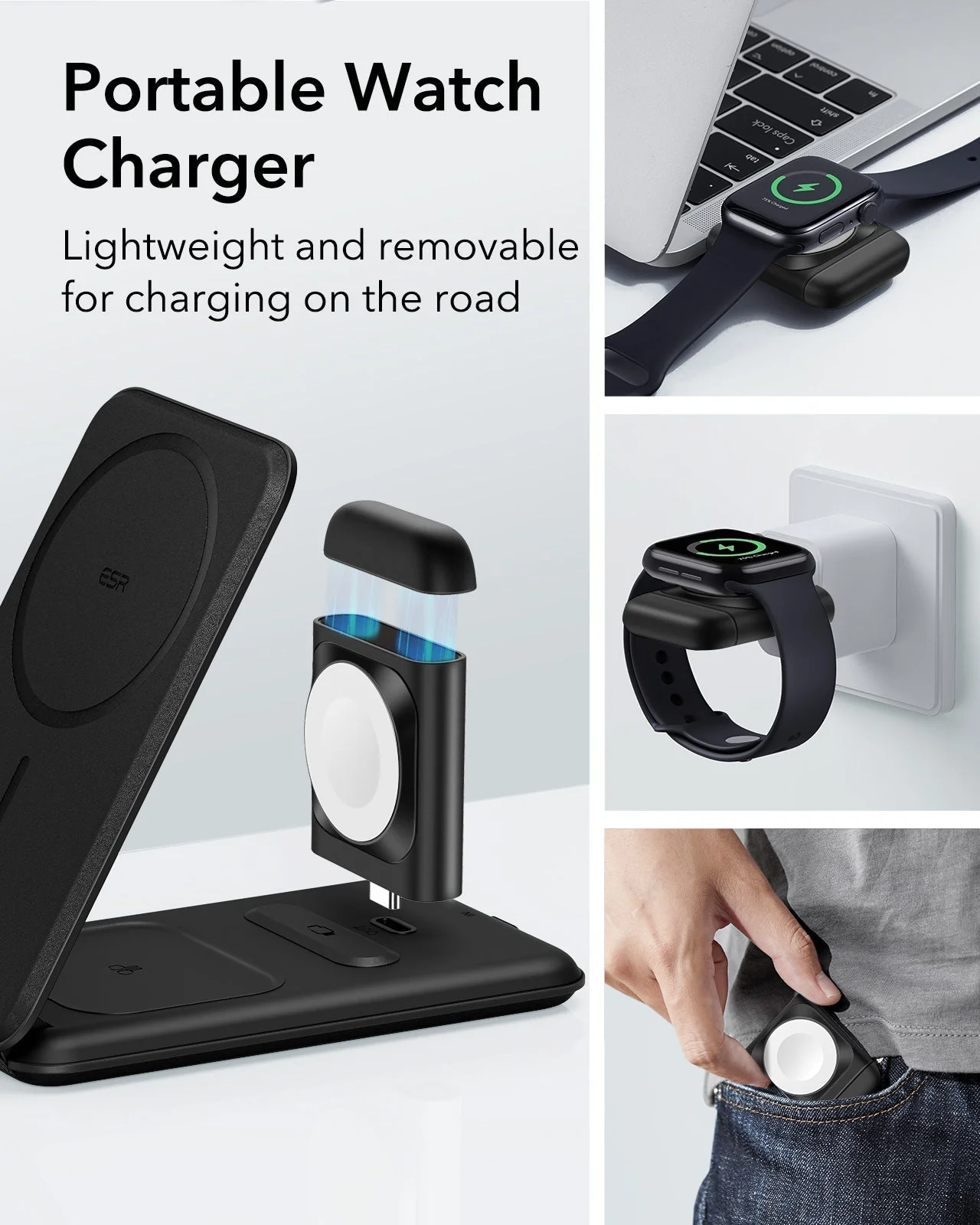 HaloLock™ 3-in-1 Travel Wireless Charging Set - White - UK Plug - Image 7
