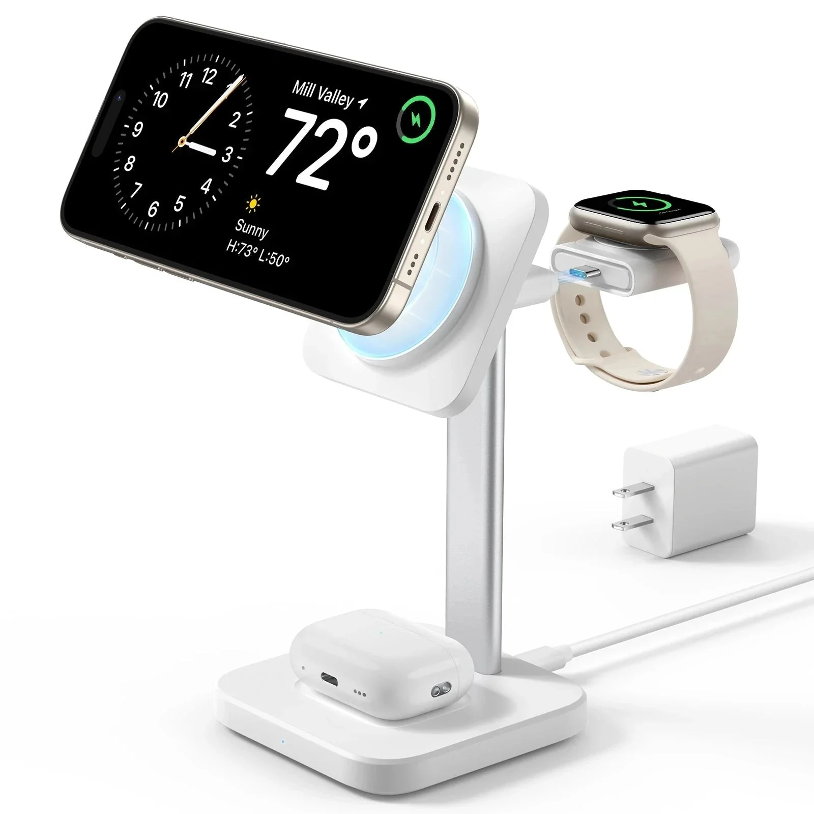 3-in-1 Watch Wireless Charging Set (HaloLock) - Black - US-Plug - Image 5