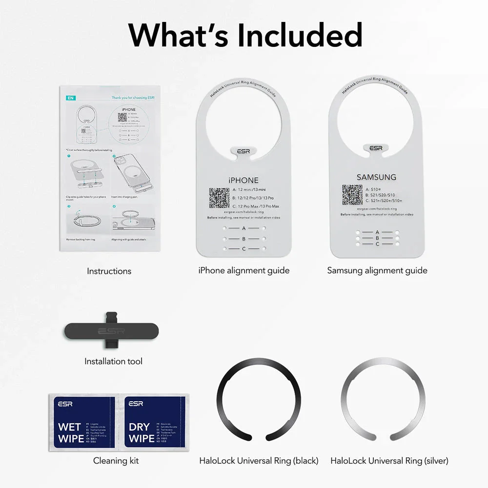 Universal Ring (HaloLock) - Black/Silver-4 Pack - Image 2
