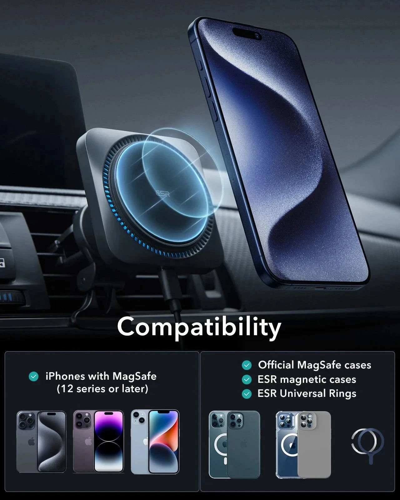 Wireless Car Charger with CryoBoost™ (HaloLock) - Wireless Charger with 36W Adapter - Image 10