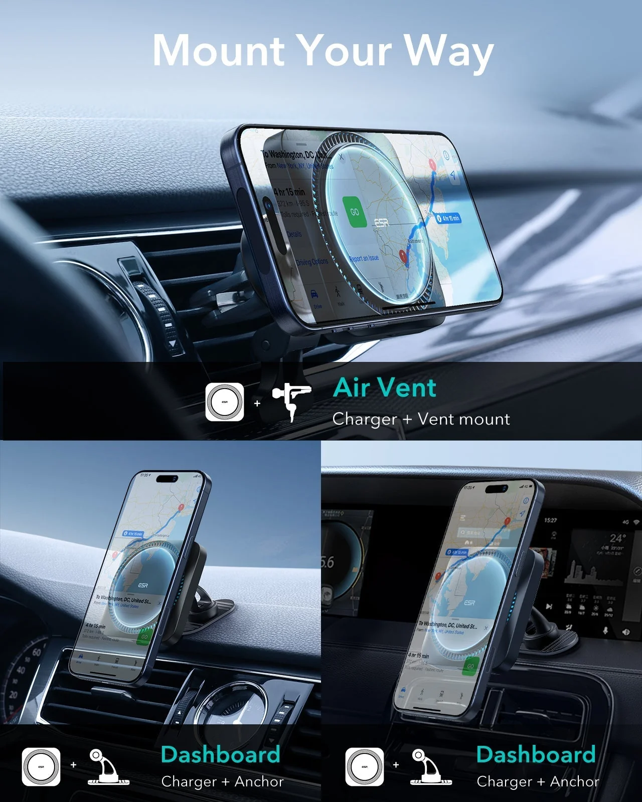 Wireless Car Charger with CryoBoost™ (HaloLock) - Wireless Charger with 36W Adapter - Image 6
