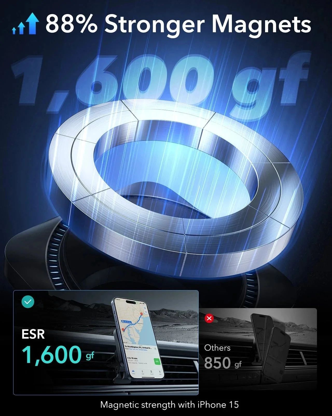 Wireless Car Charger with CryoBoost™ (HaloLock) - Wireless Charger with 36W Adapter - Image 9