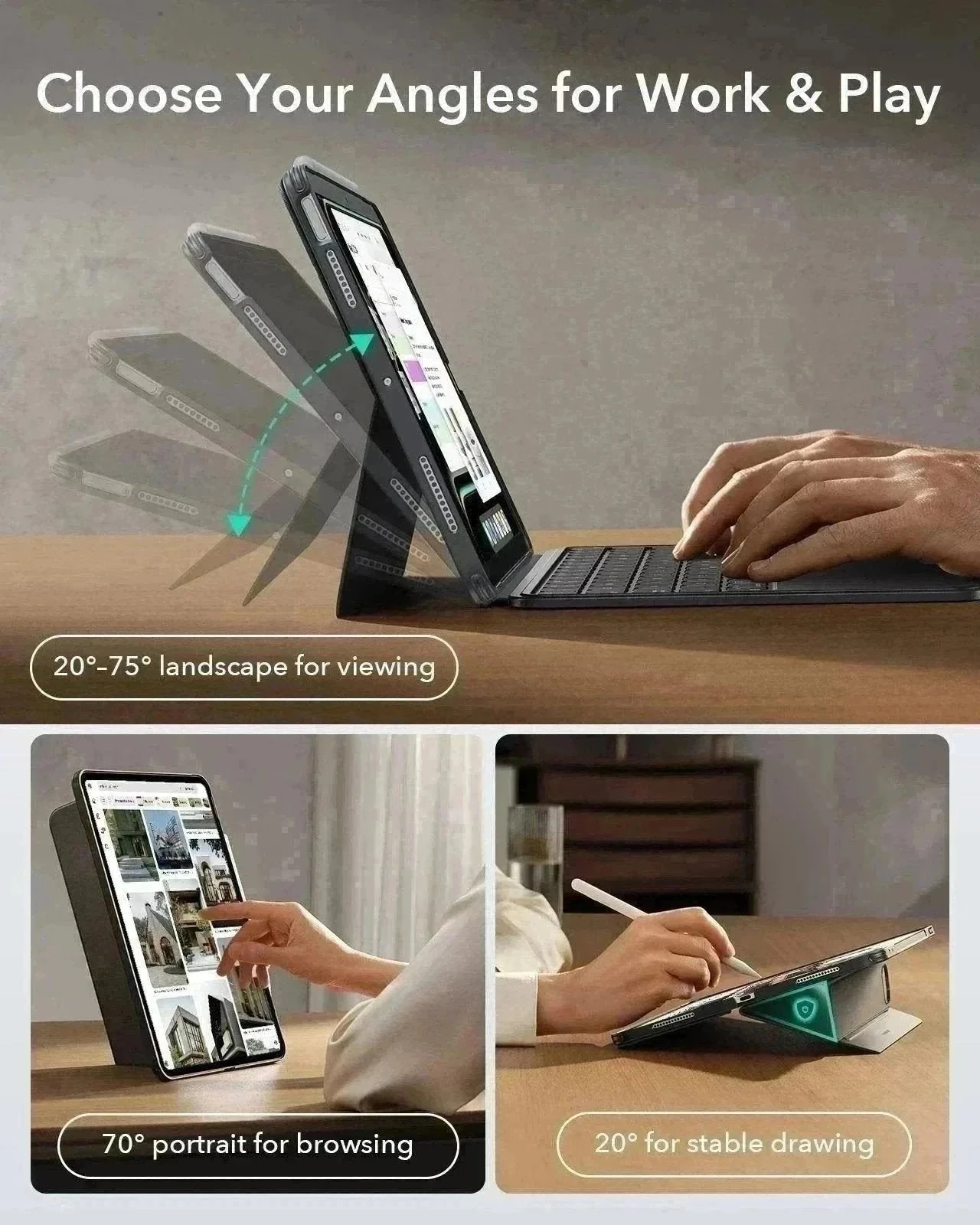 iPad 11″ (A16) 2025 Bundle: Shift Tastaturhülle & Armorite Displayschutz - DE Layout - Dark Gray - Image 6