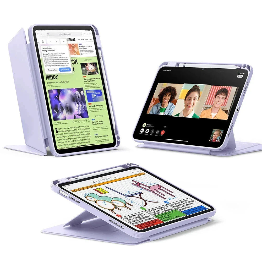 iPad 10th Generation Flip Magnetic Case with Pencil Holder - Light Purple