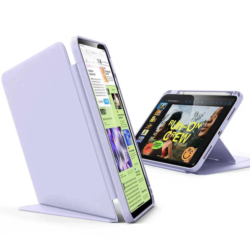 iPad 10th Generation Flip Magnetic Case with Pencil Holder - Light Purple - Image 3