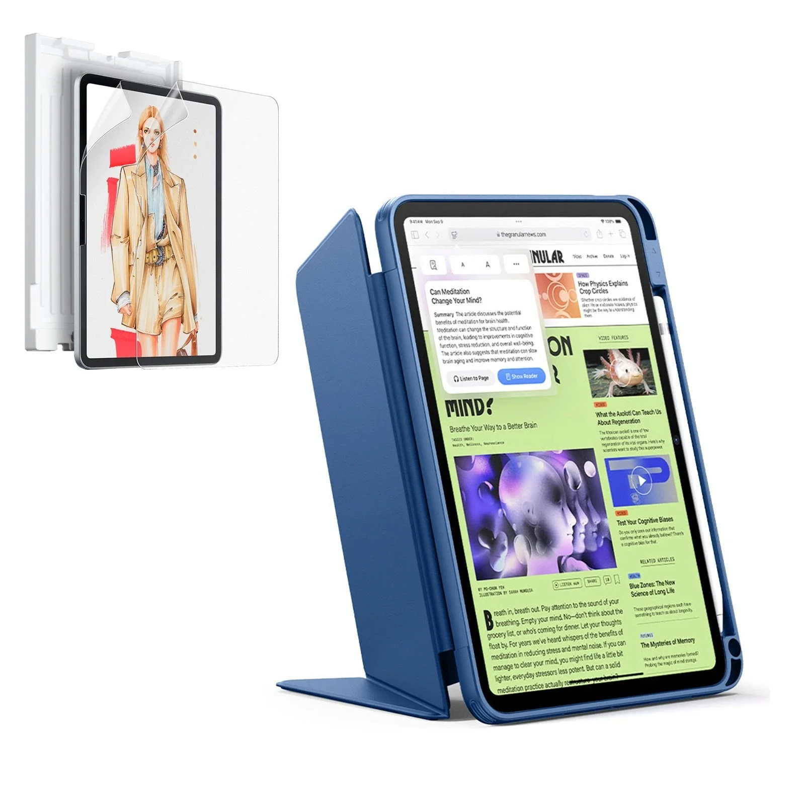 iPad 11" (A16, 2025) Flip Art Bundle - Navy Blue
