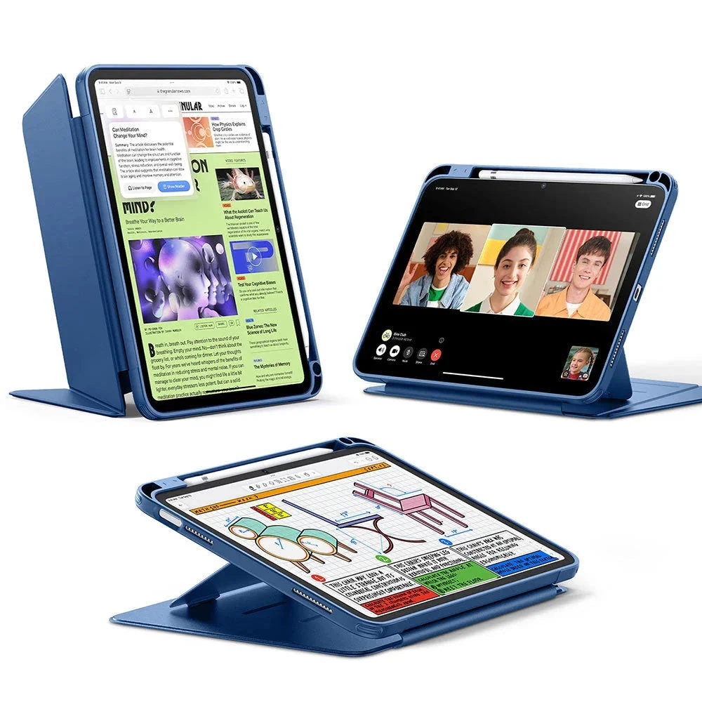 iPad 11" (A16, 2025) Flip Magnetic Case with Pencil Holder - Navy Blue
