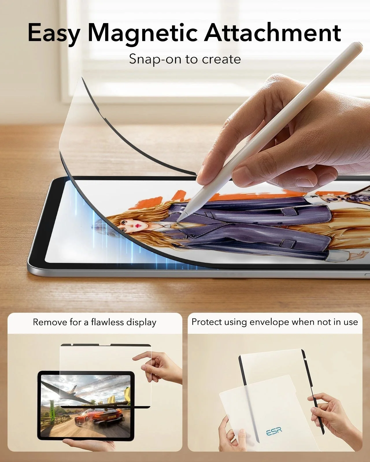 iPad 11" (A16, 2025) Paper-Feel Magnetic Screen Protector - 2 Pack - Image 4