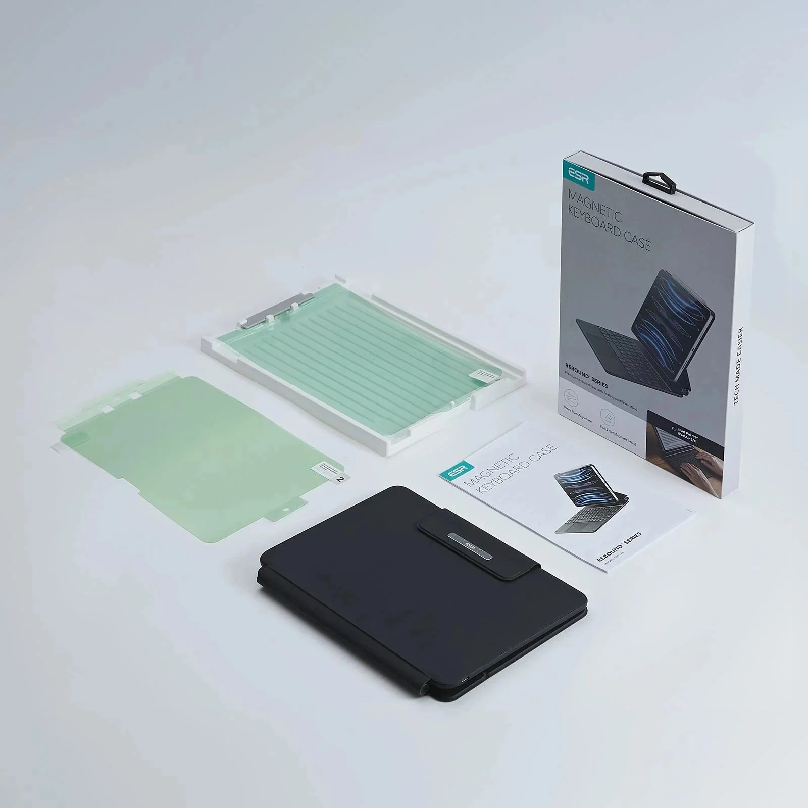 iPad 11" (A16, 2025) Rebound Magnetic Keyboard Case and Paper-Feel Screen Protector Bundle-US Layout-White - Image 3