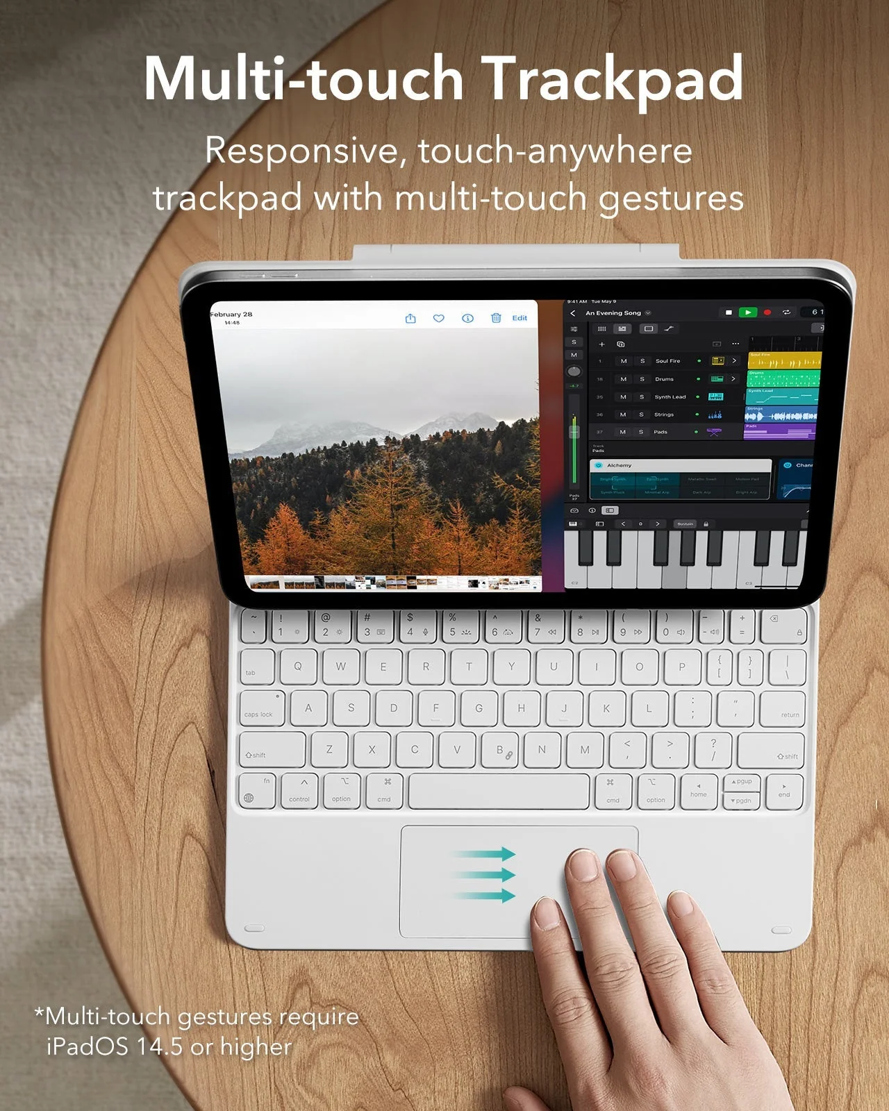 iPad 11" (A16, 2025) Rebound Magnetic Keyboard Case and Paper-Feel Screen Protector Bundle-US Layout-White - Image 4